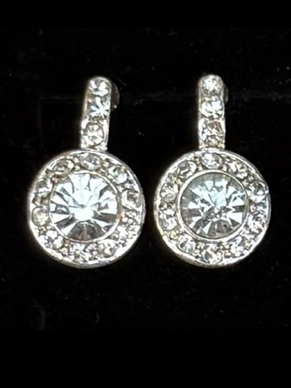 Vintage Silvertone Bling Pierced Earrings